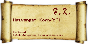 Hatvanger Kornél névjegykártya